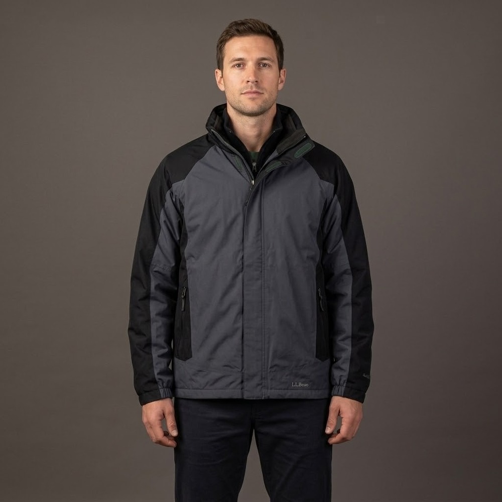 L.L.Bean‎ DCFA2 Colorblock Packable Rain Jacket Mens Medium EUC